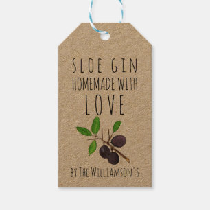 Hausgemacht mit Liebe Sloe Gin Kraft Papier Geschenkanhänger