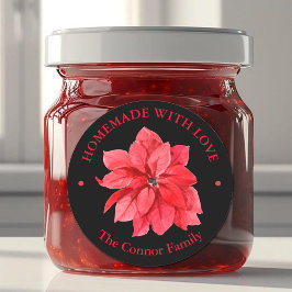 hausgemacht mit Liebe Weihnachtsblume Runder Aufkleber