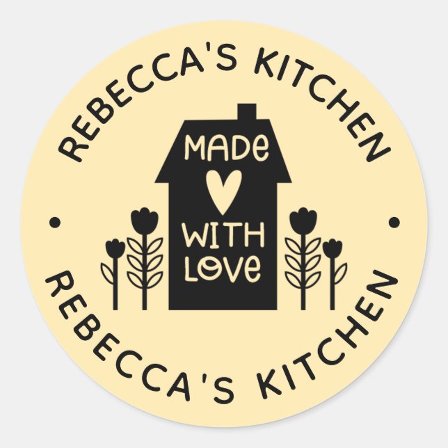 Hausgemacht mit Liebe-Yelllow Classic Rundaufklebe Runder Aufkleber (Vorderseite)