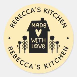 Hausgemacht mit Liebe-Yelllow Classic Rundaufklebe Runder Aufkleber