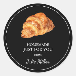 Hausgemacht nur für Sie Croissant-Label Runder Aufkleber