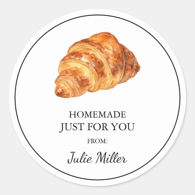 Hausgemacht nur für Sie Croissant-Label Runder Aufkleber (Vorderseite)