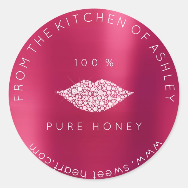 hausgemachte 100 % Honig aus Küchenweiß Lippen Met Runder Aufkleber (Vorderseite)