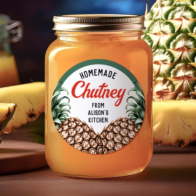 Hausgemachte Ananas Chutney Canning Jar Labels Runder Aufkleber (Von Creator hochgeladen)