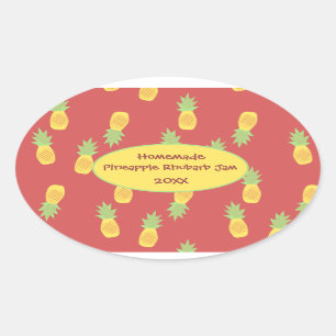 Hausgemachte Ananas Rhubarb Jam Canning Jar Label Ovaler Aufkleber