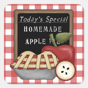 Hausgemachte Apfelkuchen-Aufkleber Quadratischer Aufkleber