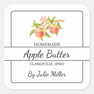 Hausgemachte Apple Butter Square Label Quadratischer Aufkleber