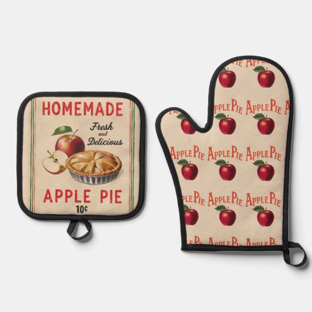 Hausgemachte Apple Pie Oven Mitt & Potholder Ofenhandschuh & Topflappen-Set (Vorderseite)