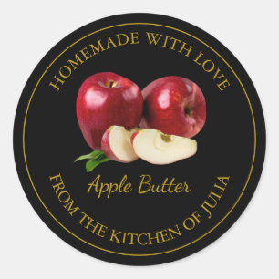 Hausgemachte Applet-Buttermarke   Schwarz Runder Aufkleber
