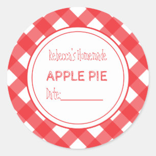 Hausgemachte Backwaren Apple Pie Red & White Karo Runder Aufkleber