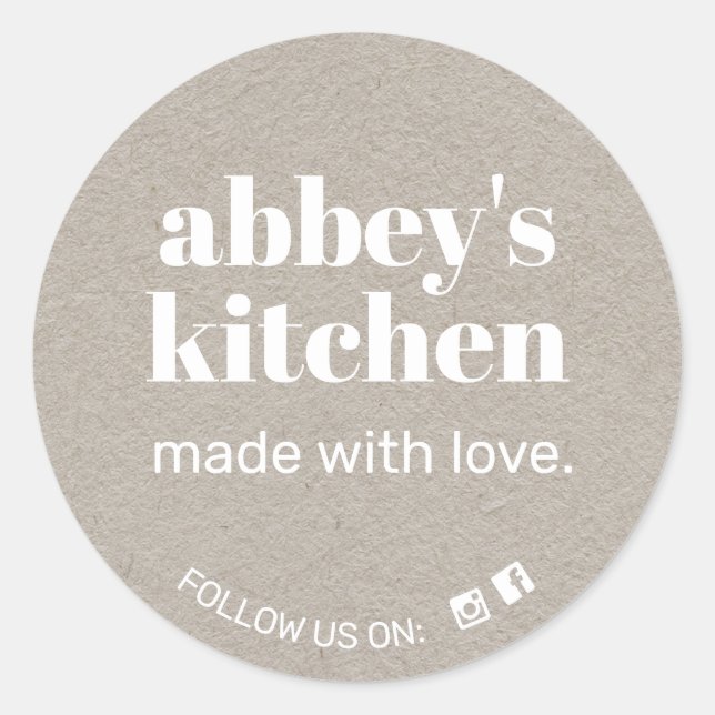 Hausgemachte Backwaren tragen Ihr Logo in Grau Kra Runder Aufkleber (Vorderseite)