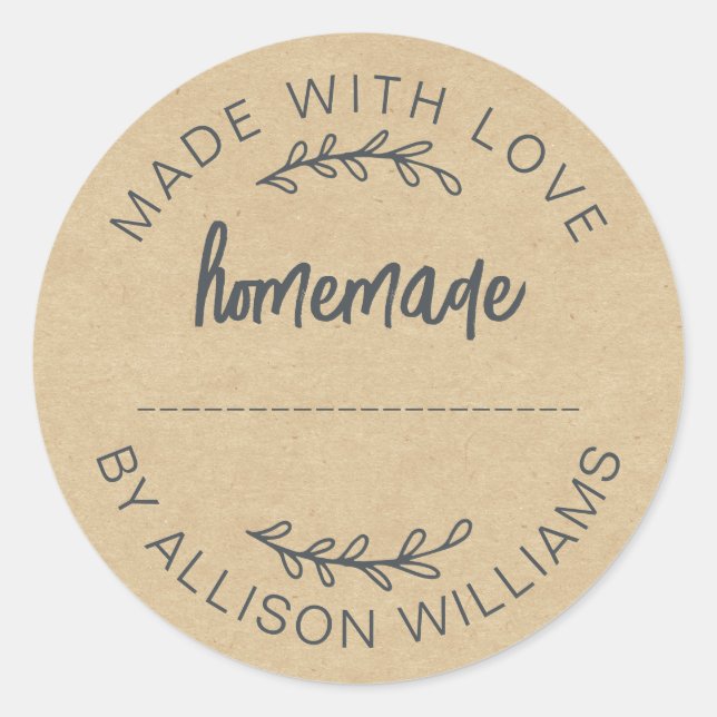 Hausgemachte Baked Goods Marmeladen Kraft Runder Aufkleber (Vorderseite)