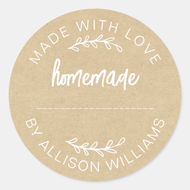 Hausgemachte Baked Goods Marmeladen Kraft Runder Aufkleber (Vorderseite)