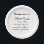 Hausgemachte Butterkekse aus Liebe fügen Text hinz Pappteller<br><div class="desc">Entwurf</div>