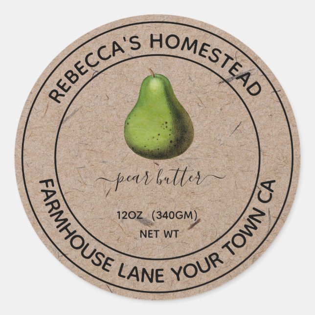 Hausgemachte Butterkonserven Runder Aufkleber (Vorderseite)