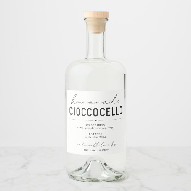 Hausgemachte Cioccocello Chocolate Alkoholflaschenetikett (Vorderseite)