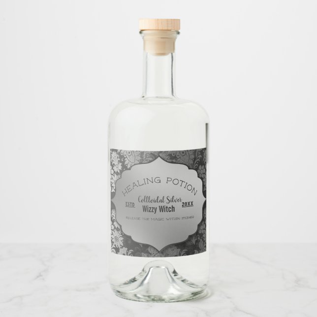 Hausgemachte COLLOIDAL SILVER DIY Flaschenmarken k Alkoholflaschenetikett (Vorderseite)