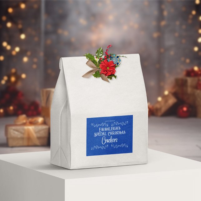 Hausgemachte Crackers Ästhetisches Blau Lebensmitteletikett (Von Creator hochgeladen)