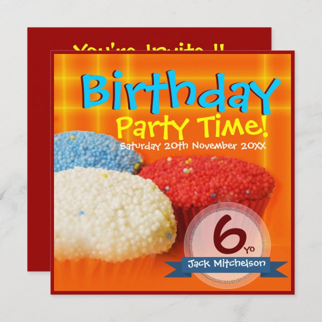 Hausgemachte Cupcakes Geburtstagseinladungen Einladung (Vorne/Hinten)