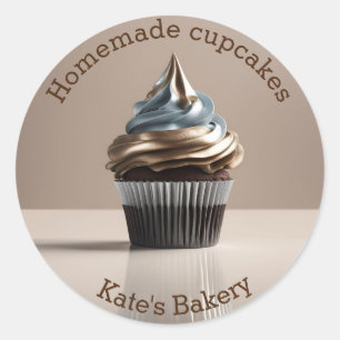 Hausgemachte Cupcakes Gold Beige Rundaufkleber Runder Aufkleber