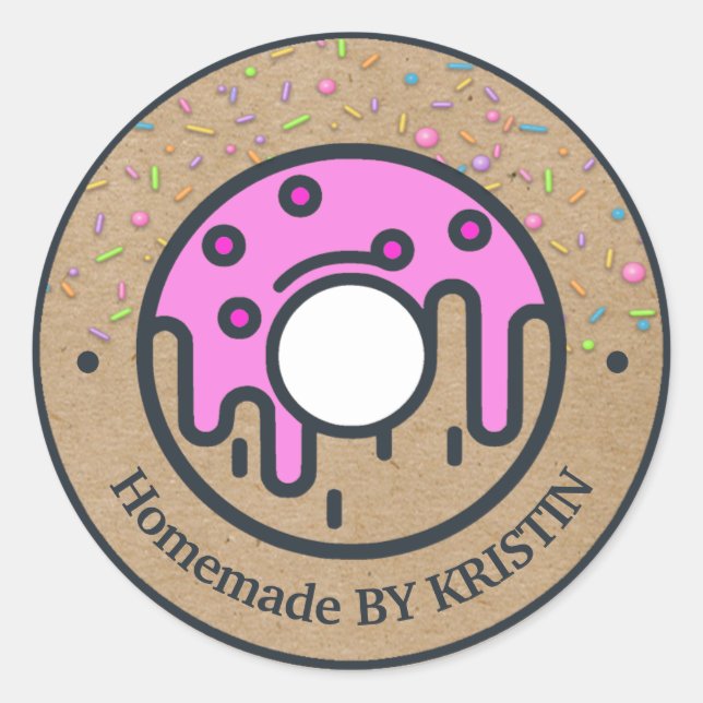 Hausgemachte Donut Craft Papier Klassischer Rundau Runder Aufkleber (Vorderseite)
