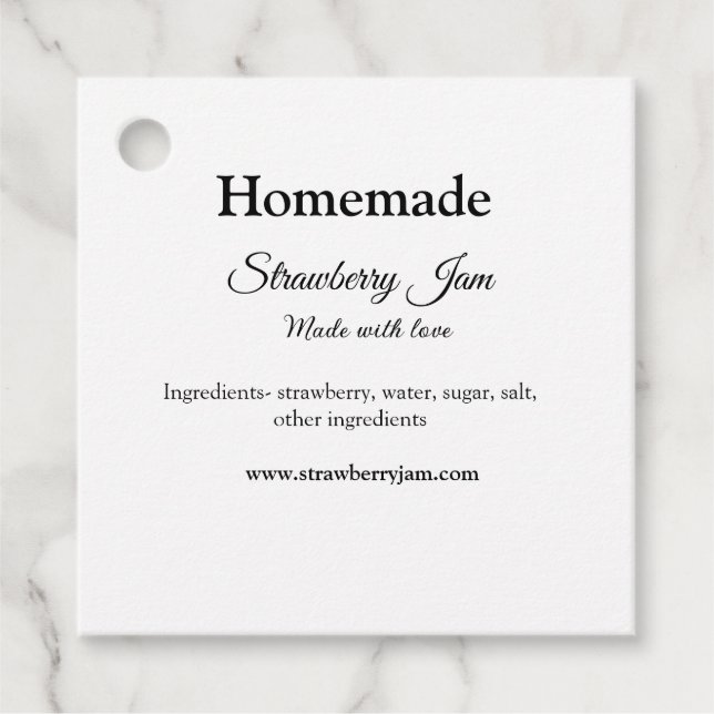 Hausgemachte Erdbeermarmelade aus Liebe fügen Text Geschenkanhänger (Vorderseite)