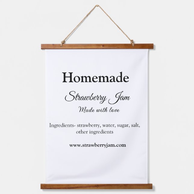 Hausgemachte Erdbeermarmelade aus Liebe fügen Text Wandteppich Mit Holzrahmen (Vorderseite)