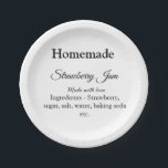 Hausgemachte Erdbeermarmelade mit Liebe fügen Text Pappteller<br><div class="desc">Entwurf</div>