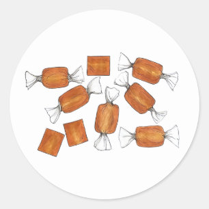 Hausgemachte, gesalzene Caramels-Süßigkeiten, von Runder Aufkleber