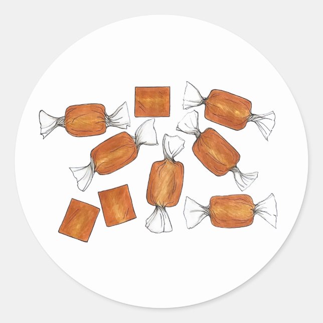 Hausgemachte, gesalzene Caramels-Süßigkeiten, von Runder Aufkleber (Vorderseite)