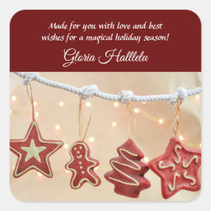 Hausgemachte Gingerbrot Weihnachtskleber Quadratischer Aufkleber