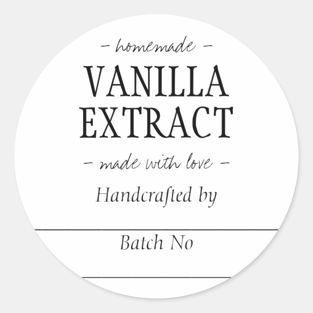 Hausgemachte handgefertigte Vanilla Extract Kitche Runder Aufkleber (Vorderseite)