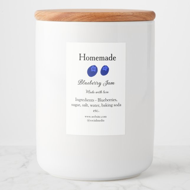 Hausgemachte Heidelbeermarmelade aus Liebe fügen T Lebensmitteletikett (Vorderseite)