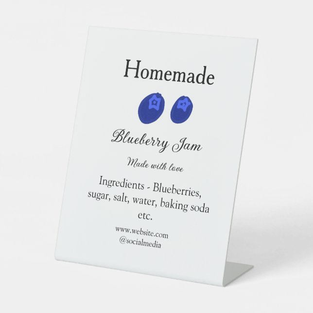 Hausgemachte Heidelbeermarmelade aus Liebe fügen T Sockelschild (Vorderseite)