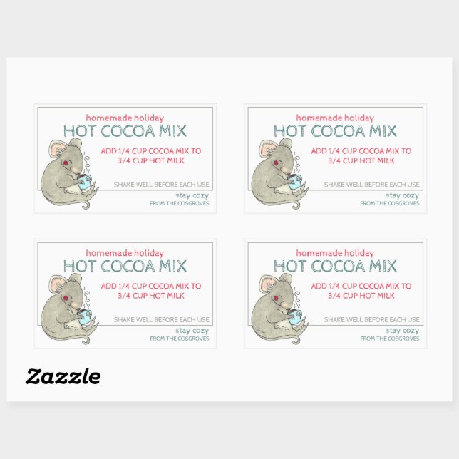 Hausgemachte Holiday Hot Cocoa Marke Rechteckiger Aufkleber (Blatt)