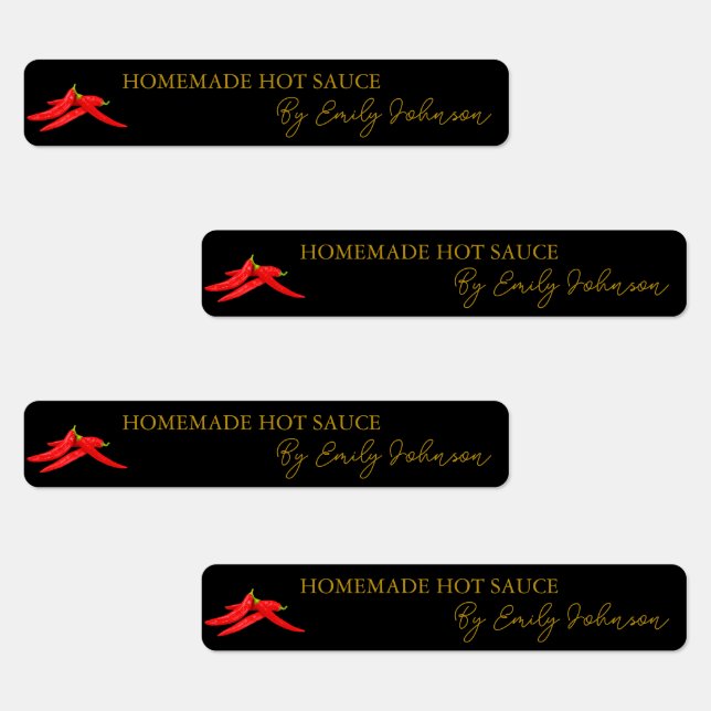 Hausgemachte Hot Chili Sauce Thin Label Etiketten (Gruppe)