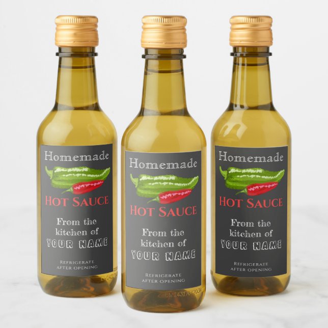 Hausgemachte Hot Sauce Label Chalk Art Chili Papri Weinetikett (Flaschen)
