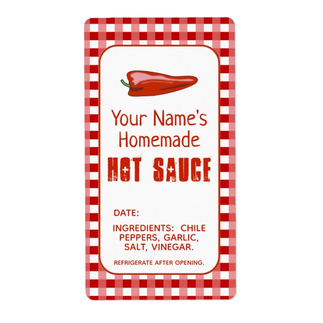 Hausgemachte Hot Sauce Label Chili Pepper Personal (Vorne)