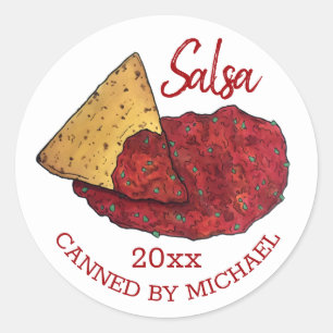 Hausgemachte Hot Tomato Salsa Zuhause Konservierun Runder Aufkleber