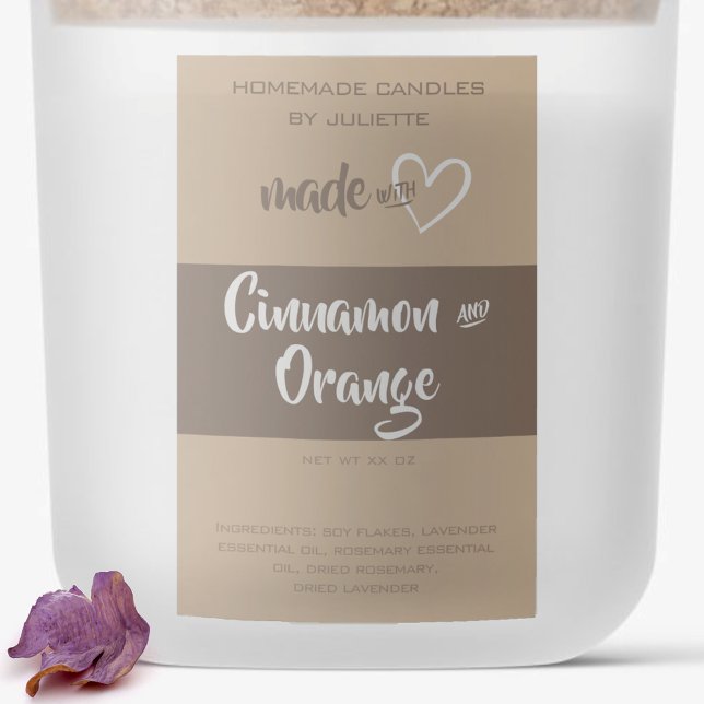 Hausgemachte Kerzen Produkt Verpackung Naturbraun Lebensmitteletikett (Von Creator hochgeladen)