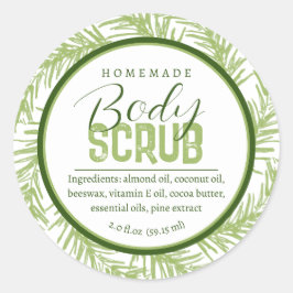 Hausgemachte Körperpeeling-Zutaten grüne botanisch Runder Aufkleber