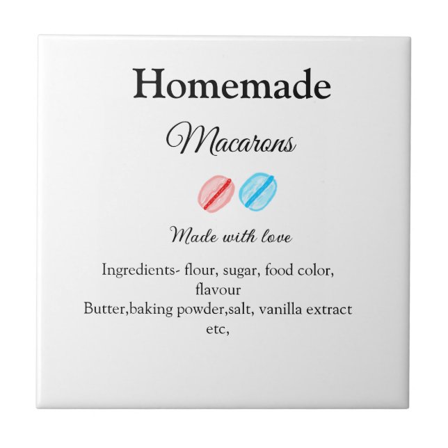 Hausgemachte Makaronen fügen Zutaten hinzu, die mi Fliese (Vorderseite)