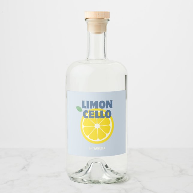 Hausgemachte Modern Light Blue Liebe Limoncello Alkoholflaschenetikett (Vorderseite)