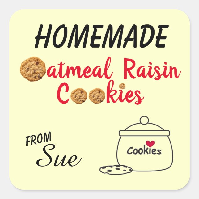 Hausgemachte Oatmehl Raisin Cookie Label Aufkleber (Vorderseite)