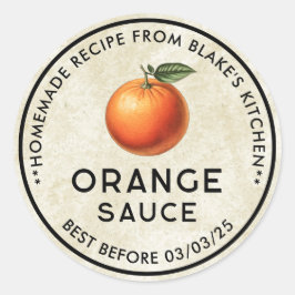Hausgemachte Orange-Sauce Vintage Konservenmarke Runder Aufkleber