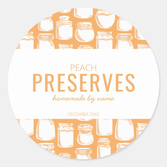 Hausgemachte Peach Preserve Round Aufkleber (Vorderseite)