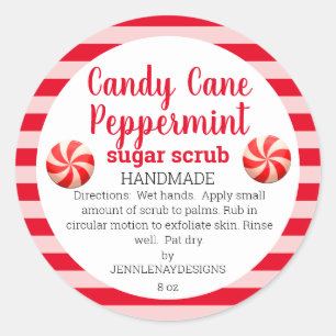 Hausgemachte Peppermint Mason Jar Sugar Scrub Labe Runder Aufkleber