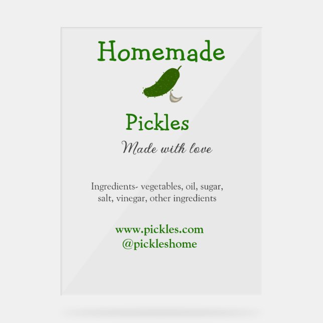 Hausgemachte Pflücke aus Liebe ergänzen Textseite Acrylschild (Vorderseite)