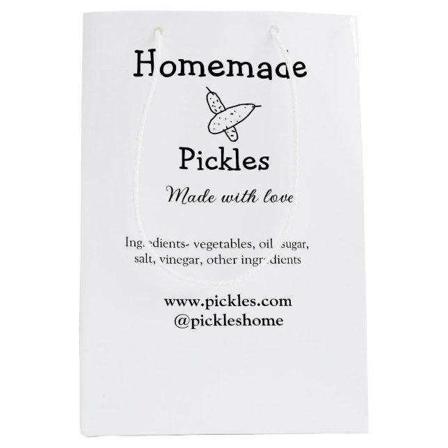 Hausgemachte Pflücke aus Liebe ergänzen Textseite Mittlere Geschenktüte (Vorderseite)