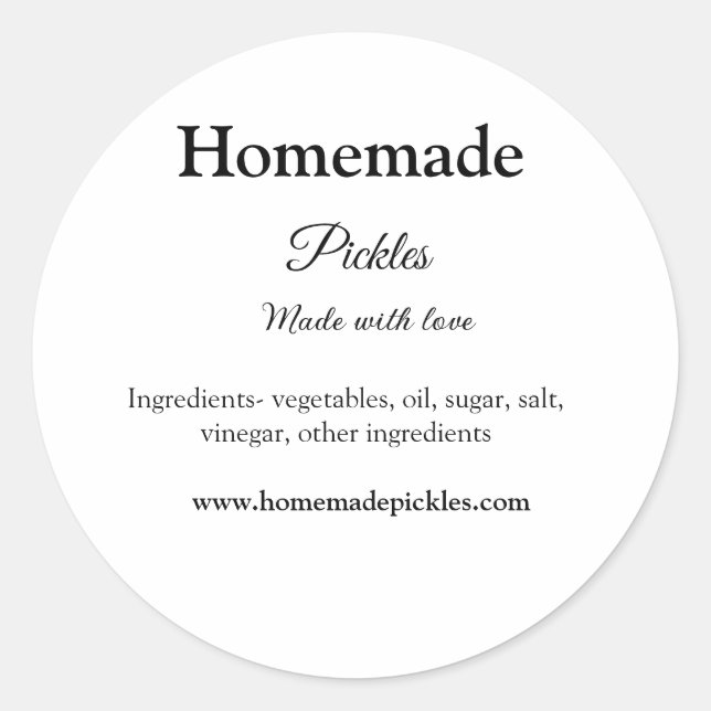 Hausgemachte Pflücke aus Liebe ergänzen Textseite Runder Aufkleber (Vorderseite)